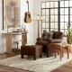 Bohemian Beige/Tan Wool Area Rug: Stickley Curling Vine RU-1450 (Hand-Knotted Area Rug)