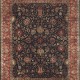 Traditional Blue/Navy Wool Area Rug: Stickley Taj Kashan RU-3820 (Hand-Knotted Area Rug)